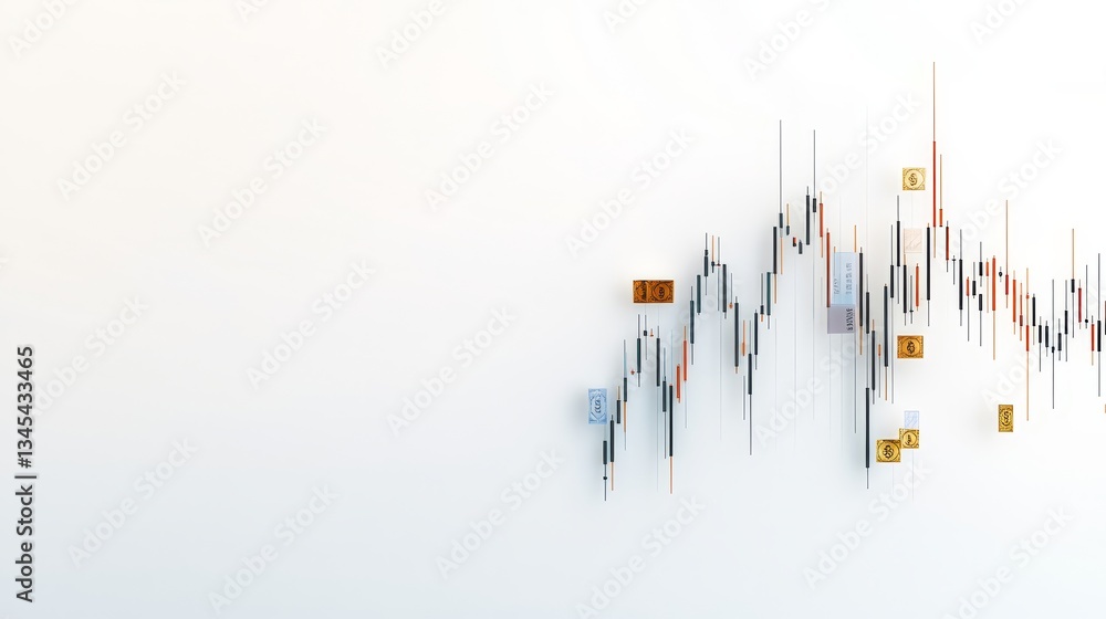 Aufkleber abstract financial chart with trend lines and data points