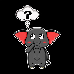 Puzzled Elephant Character in Thought Bubble