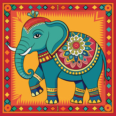 Fototapeta premium Vibrant Elephant Caparison in the Mughal Tradition of India