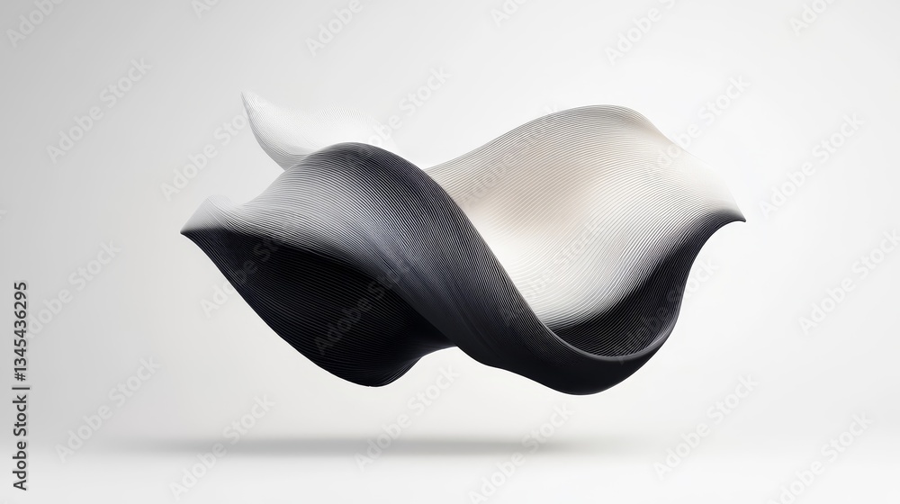Poster abstract flowing design in black and white with smooth curves