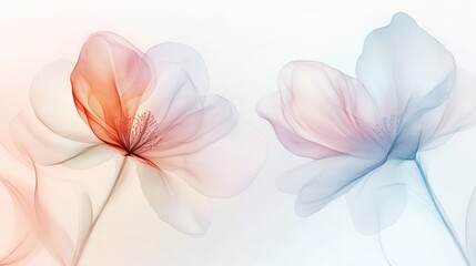 Obraz premium Abstract translucent flowers, soft pastel colors, elegant design for wallpaper or greeting card