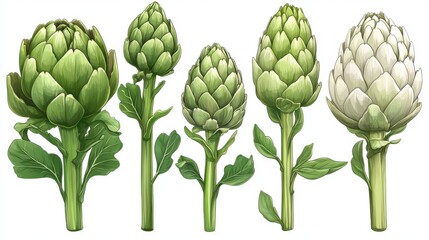 Fototapeta premium artichokes isolated,cartoon illustration style