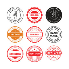 Red round vector set of sale stamps and labels icons
