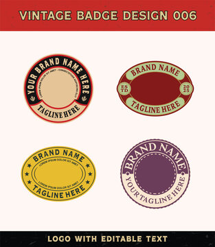 Vintage badge logo design template with a monogram and editable  text for clothing and apparel or etc