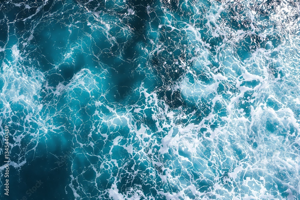 Poster aerial view of ocean waves with white foam patterns.