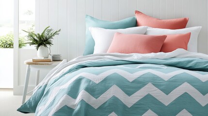 Vibrant Pastel Bedding in Modern Bedroom