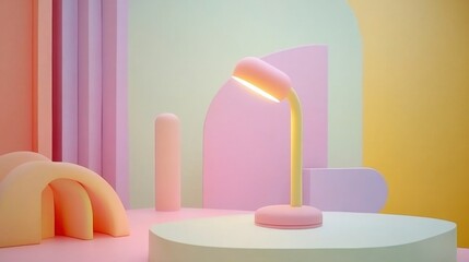 Bright Pastel Workspace with Modern Decor Elements