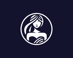 Beautiful Fashion girl vector icon illustration. Women's logo design concept for fashion, massage, magazines, cosmetics, and beauty salons.