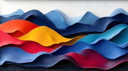 Naklejka premium Abstract Colorful Paper Wave Landscape