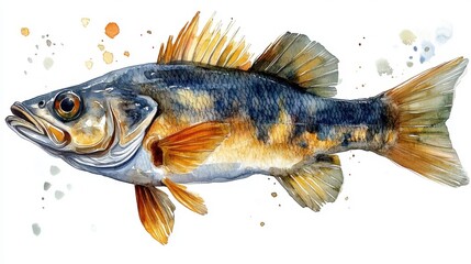 bass fish clipart watercolor illustration illustrative clipart collection illustration