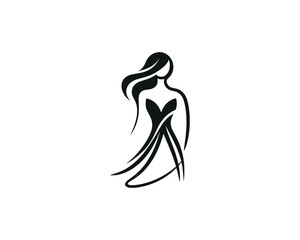 Beautiful Fashion girl vector icon illustration. Women's logo design concept for fashion, massage, magazines, cosmetics, and beauty salons.