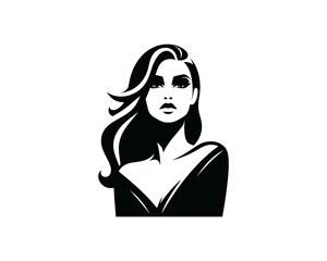 Beautiful Fashion girl vector icon illustration. Women's logo design concept for fashion, massage, magazines, cosmetics, and beauty salons.