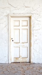 Old Doorway in a Cracked Wall with Weathered Look Capturing the Essence of Abandonment and Neglect