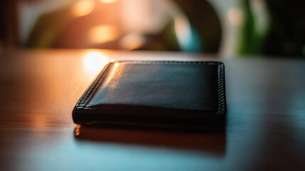 Close-up of a wallet on a table, symbolizing financial security and personal wealth management.
