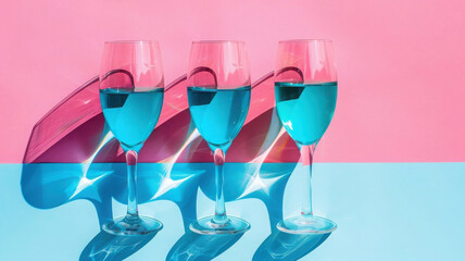 Modern abstract still life with wine glasses and reflections