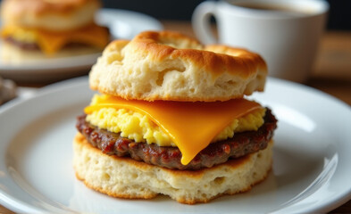 sausage egg cheese biscuit sandwich