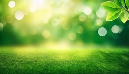 Obraz premium spring and summer background abstract banner green blurred bokeh lights