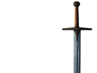 Medieval Sword on Light Background: Authentic Blade Design in Stock Photography