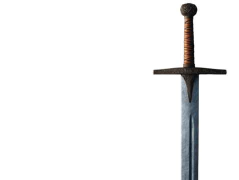 Medieval Sword on Light Background: Authentic Blade Design in Stock Photography