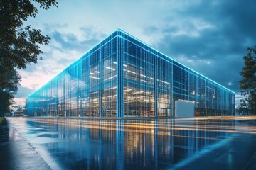 Fototapeta premium Modern Commercial Building at Night