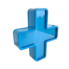 Obraz premium Blue Medical Cross 3D Icon isolated on transparent background