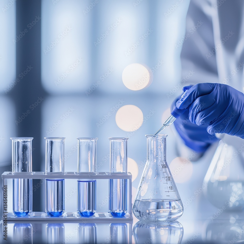 Aufkleber a focused scientist holding a pipette and preparing for an experiment in a laboratory environment