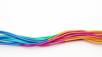 Colorful Wavy Background of Intertwined Plastic Cables and Wires