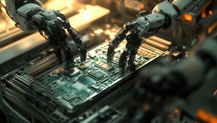 Robots Assembling Circuit Board: Futuristic Technology