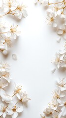 A minimalist design featuring white flowers on a blank background, ideal for invitations or cards.