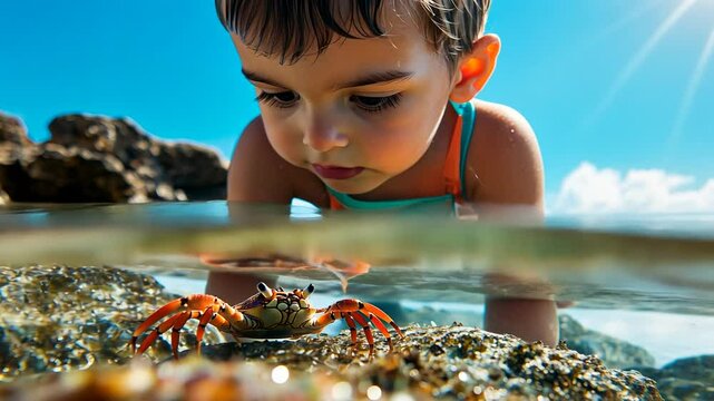 A child's wonder observing nature's details