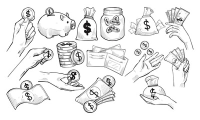 money handdrawn collection