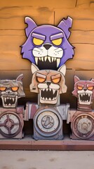 Cartoon Cat Machine Sculptures