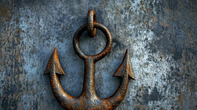 rusty metal hook against weathered background, perfect for illustrating nautical and industrial scenes