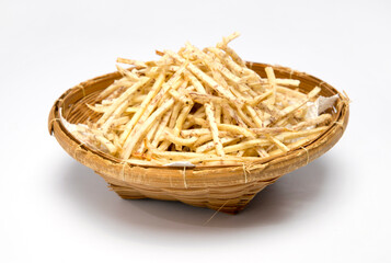 Fried taro noodles in a basket  Thai food
