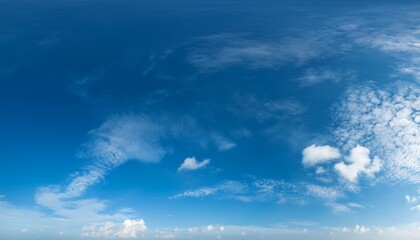 panoramic blue sky background with small white fluffy clouds high resolution panorama