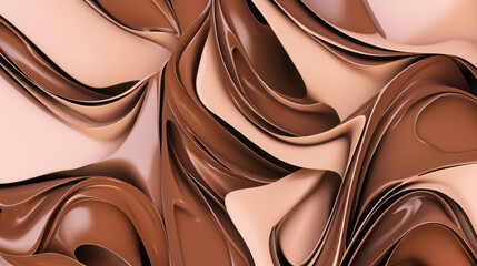 Elegant Mocha Waves – Abstract 3D Background with Flowing Curves and Copy Space