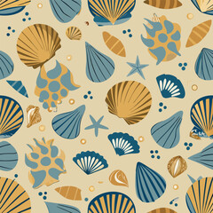 Seamless Seashell Sand Pattern with Gradient Color Effect