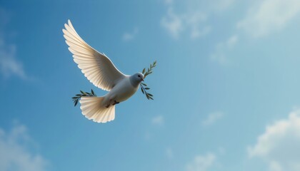 Obraz premium white dove flying in the sky