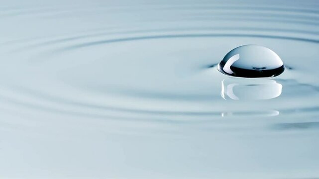 Transparent water drops on white background moving slow