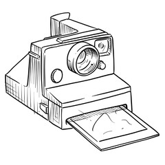 polaroid camera handdrawn illustration