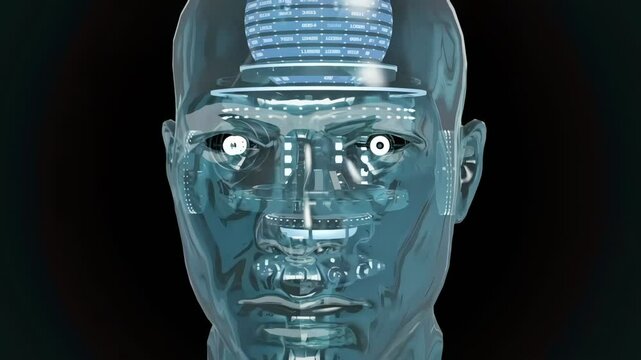 Artificial Intelligence 3d head video. Can be filled with text as needed.