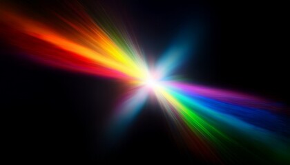prism rainbow light flares overlay on black background
