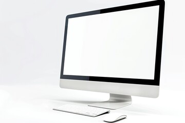 High Resolution Picture of a White Computer Monitor with a White Mouse on it