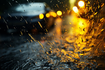 torrential downpour unleashes its mighty power, with sheets of water blurring line between earth and sky, creating a mystical ambiance