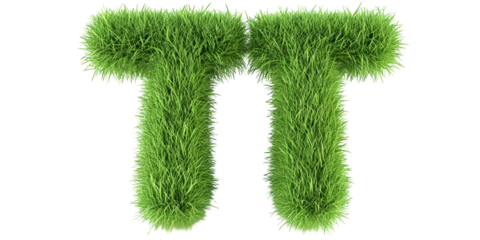 3d Illustration of Green Grass Pi Symbol Design Standing on Transparent Background Depicting Lawn Texture Shape Sign Nature Plant Garden Alphabet and Eco Symbol