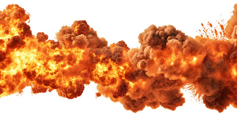 Abstract Background of Realistic Fire Explosion with Orange Smoke Isolated on Transparent Background Bursting with Hot Flames Radiating Dangerous Heat and Energy