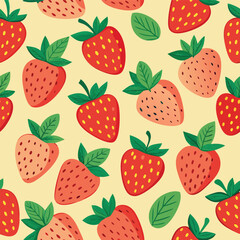 Seamless Repeating Pattern of Vibrant and Ripe Strawberries