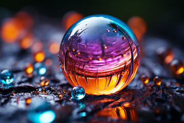 water droplet is a microcosm, brimming with intricate textures, a captivating inner world, and an enchanting blend of scientific marvel and artistic allure