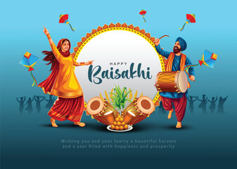 Happy Baisakhi festival of Punjab India background. abstract vector illustration banner design