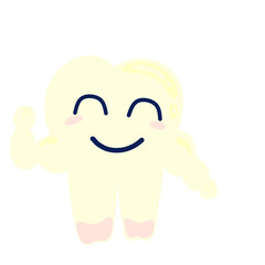 Strong muscular teeth character cartoon illustration